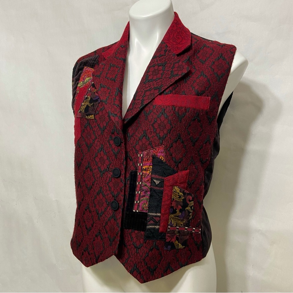 Vintage Canvasbacks Unique Red Patchwork Wearable… - image 3